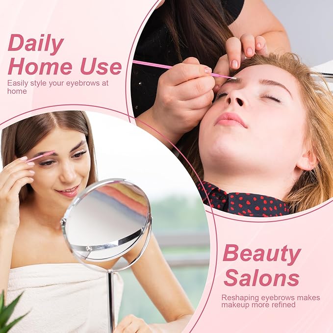 800 Pcs Pink Brow Lamination Supplies with Plastic Box Micro Eyebrow Lash Spoolies Set Disposable Lip Applicators Eyebrow Spoolies Brush Micro Swabs Interdental Brushes for DIY Eyelash Extensions