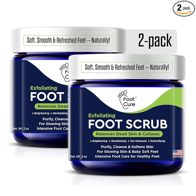 Exfoliating Foot Scrub with Pumice Stone powder - Gentle Moisturizing Foot Scrub for Dry Skin - Cracked Heel Repair for Smooth, Soft Feet - Pedicure Foot Spa 2 Pack