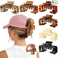 6 Pcs Hat Claw Clip for Women, Hat-Friendly Claw Clips for Baseball Cap & Trucker Hat - 4.1 Inch Large Hat Claw Clip for Medium/Thick Hair, Non-Slip Baseball Hair Clips for Hats Hairstyle, Tortoise