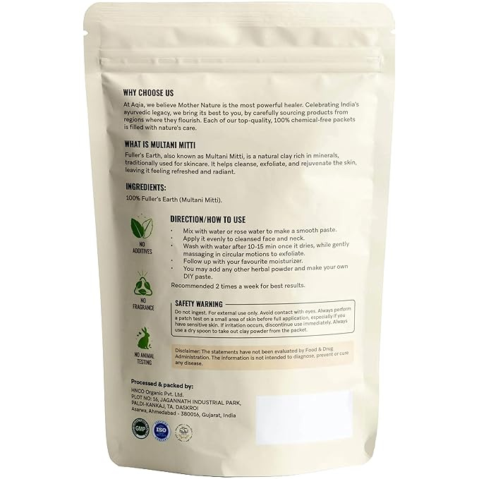 Multani Mitti Powder | Indian Healing Clay | 100% Pure Fullers Earth Powder for Natural Skin Tightening Face Mask | Deep Pores Cleansing | Bentonite Clay | Tan Removal Face Pack | 8 oz