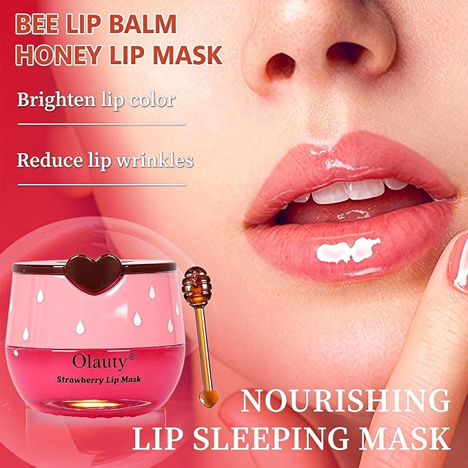 9 PCS Bee Lip Balm Honey Pot, Easter Basket Stuffers, Honey Lip Balm Bulk, Moisturising Sleep Lip Mask Overnight, Exfoliating Prevention Dry and Crack Lip Scrubs,Reduce Lip Lines, Mothers Day Gifts