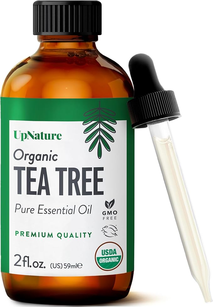 UpNature Tea Tree Oil - 100% Pure USDA Certified Organic Tea Tree Essential Oils for Skin, Hair, Toenail, Body and Scalp (2oz)