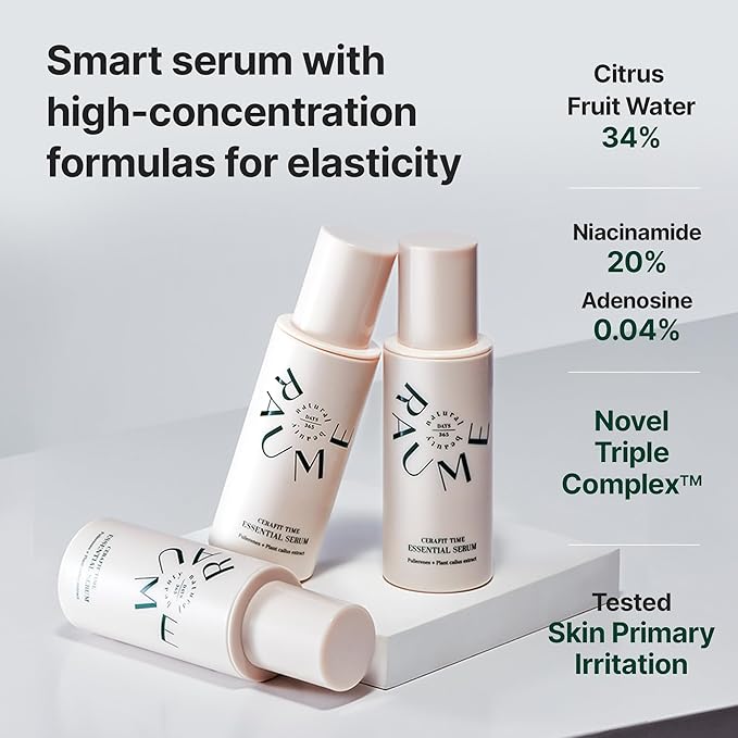 RAUME Cerafit Time Essential Serum, Lightweight Hydrating Face Serum with 34% Natural Citrus Fruit Water and CeraFit™ Ceramide Complex, Korean Skin Care (50 mL / 1.69 fl oz)