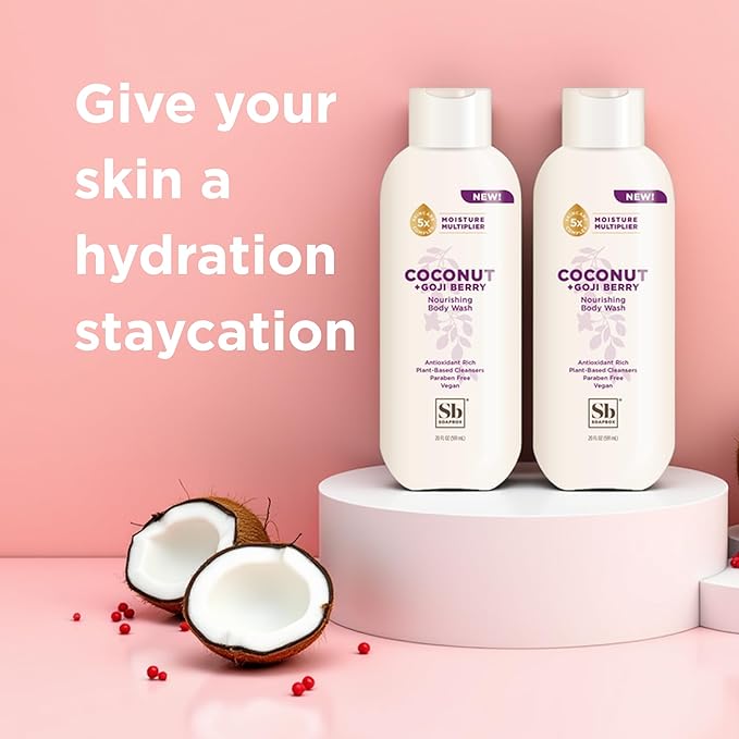 Soapbox Moisturizing Body Wash, Coconut & Goji Berry Shower Gel - Hydrating Natural Body Wash with Shea Butter - Clean Ingredients Free of Harsh Chemicals, Sulfates, Parabens & Silicones - 2 Pack