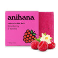 ANIHANA Sugar Scrub Soap Bar with Coconut Oil, Moisturizing, Gentle, Exfoliating Body Scrub, Refreshing Raspberry and Vanilla Scent, 3.6 Oz