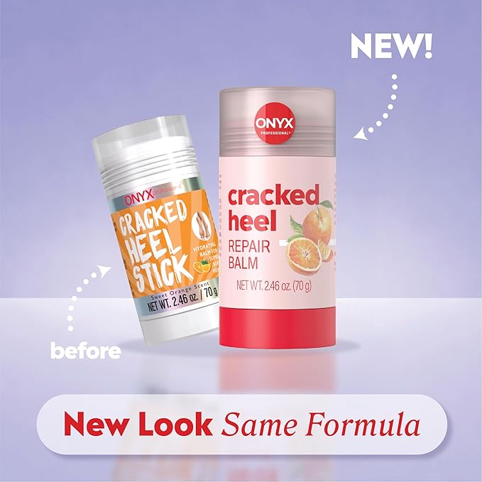 Onyx Professional Cracked Heel Repair Balm Stick for Dry Cracked Feet Treatment, Orange Scent, 2 pack - Moisturizing Foot Balm, Rolls On, Cracked Heel Treatment