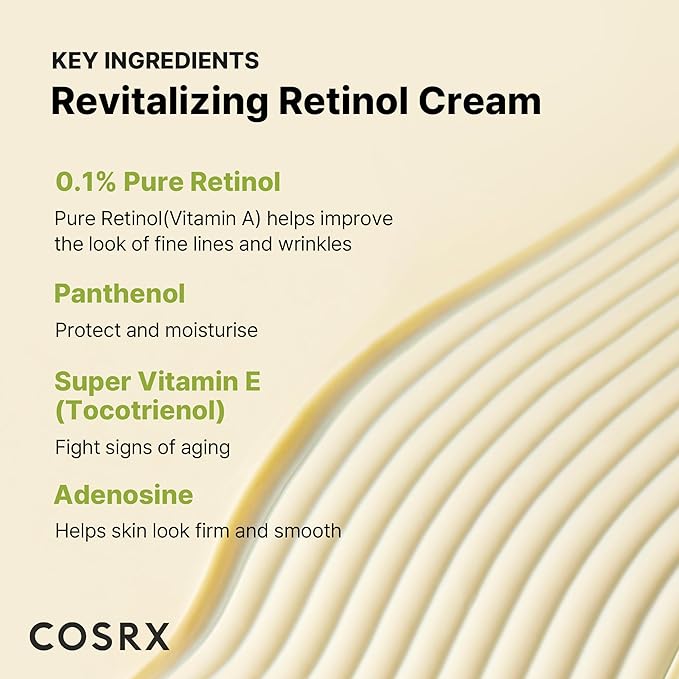 COSRX Retinol 0.1% Cream, Anti-aging Eye & Neck Cream with Retinoid Treatment to Firm Skin, Reduce Wrinkles, Skin Tightening Cream for Fine Lines & Firmness, Gentle Daily Korean Skin Care, 0.67 fl oz
