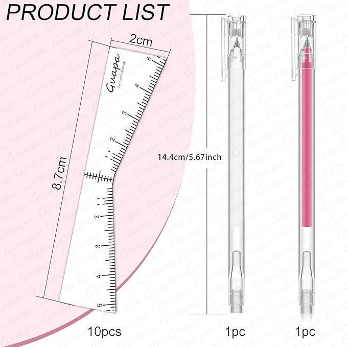 Guapa Eyebrow Ruler Stencils Easy Mapping Shaping Sticker Stencil Microblading Measure Tool Brow Shape Design Positioning Stickers for Permanent Makeup (White Set 1)