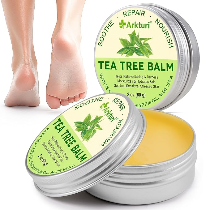 Tea Tree Oil Balm, Tea Tree Oil for Skin, Tea Tree Oil Balm for Dry Skin Relief - Irritated Skin, Cracked Heels - Organic & Safe for All Ages (2 Pack)