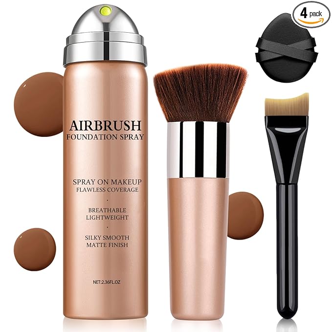Air Brush Makeup Foundation,Magic Minerals Airbrush Foundation Makeup,Silk Flawless,Buildable Coverage,Moisturizing Formula for Smooth Radiant Skin (08 Tan)
