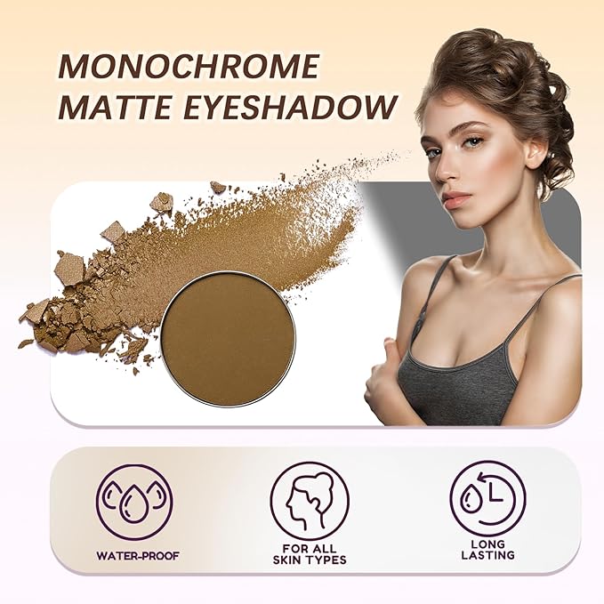 Refillable Eyeshadow Palette - Matte/Glitter/Duo-Chrome Pressed Powder & Cream Formula, Neutral/Shimmer/Smokey Multichrome, Travel-Friendly Iron Pan Refills (Matte, D65)