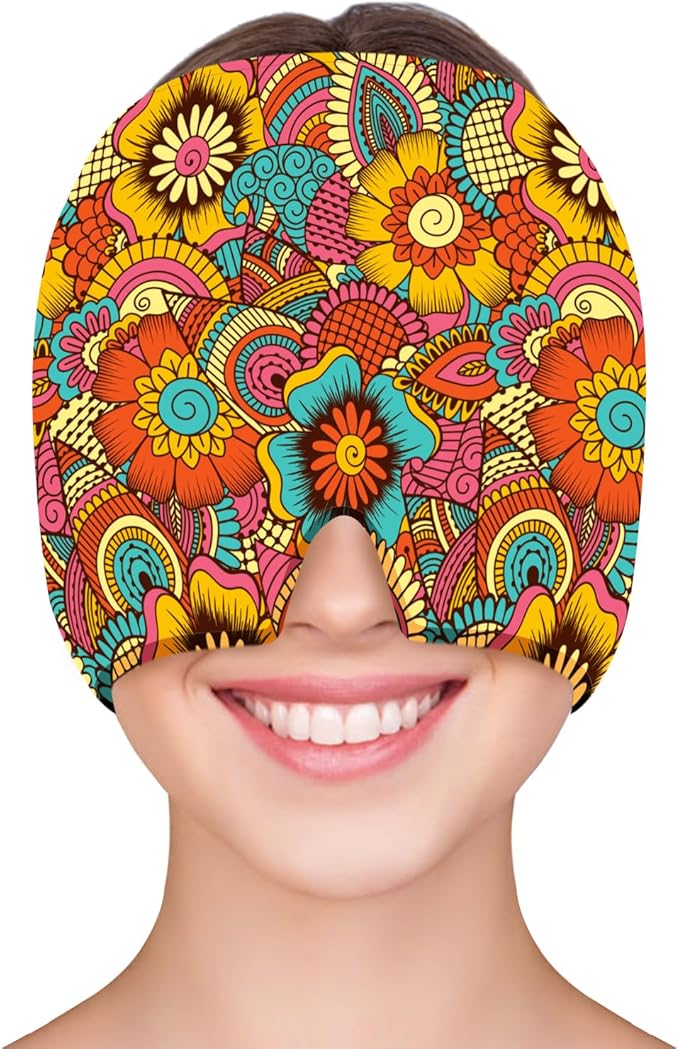 ZNÖCUETÖD Migraine Relief Cap Headache Relief Cap Cold Cap Ice Hat for Migraines Headache Sinus Stress Tension Head Ice Pack Wrap Migraine Mask Hangover Cap Ice Beanie Hot/Cold Compress Gift for Women