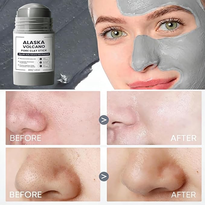 Clay Mask Stick for Blackhead, Deep pore Cleansing, Exfoliator Blackhead Remover Pore Cleanser Gentle Exfoliation Skin, Hydrating & Moisturizing Face Mud Mask for All Skin Types(Gray*2pcs)