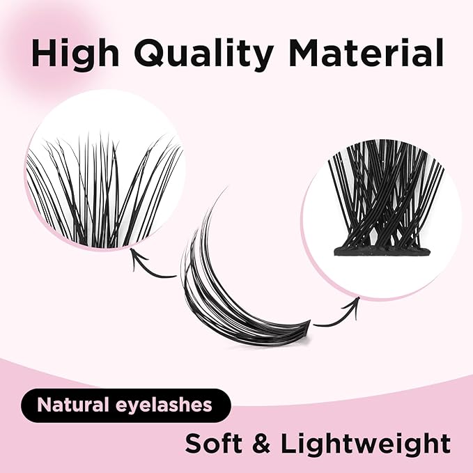 Uilulu Lash Clusters kit 9-16mm DIY Lash Extension Kit 280 30D D Curl Lash Clusters 0.07D Natural Individual Lashes Clusters False Eyelashes Wispy Eye Lash Kits Extensions Kit