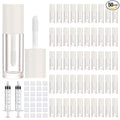 50pcs 2.5ml Empty Lip Gloss Containers Lip Gloss Tubes with Wand Cute 0.08oz Clear Refillable Lipgloss Making Supplies Kit for DIY Makeup + 2pcs Syringes (White)