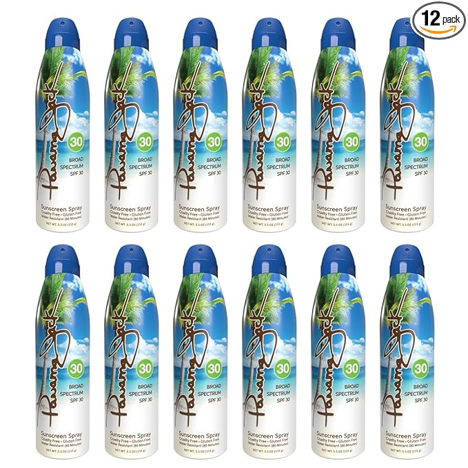 Panama Jack Continuous Spray Sunscreen - SPF 30, Broad Spectrum UVA/UVB Protection, PABA, Paraben, Gluten & Cruelty Free, Water Resistant (80 Minutes), 5.5 OZ (Pack of 12)