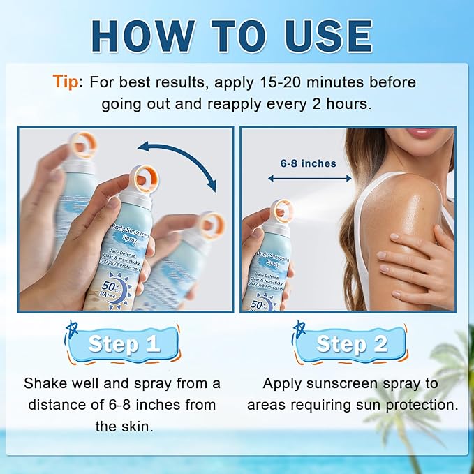 Mineral Sunscreen Spray SPF 50, Zinc Oxide Sunscreen Spray for Face & Body, Broad-Spectrum UVA/UVB Protection Sunscreen Mist Lightweight, Water-Resistant, Non-Greasy, 6.76 Fl Oz