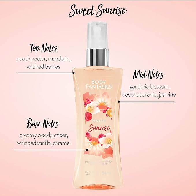 Body Fantasies Body Spray Holiday Gift Set for Her - 3 Piece Lovely Scents Sampler, Perfect for Stocking Stuffers