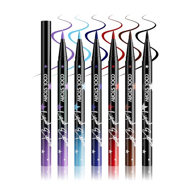 COOL STORY Liquid Eyeliner Waterproof Smudge Proof Colorful Eye Liner 24H Long-Lasting Makeup (SET-B)