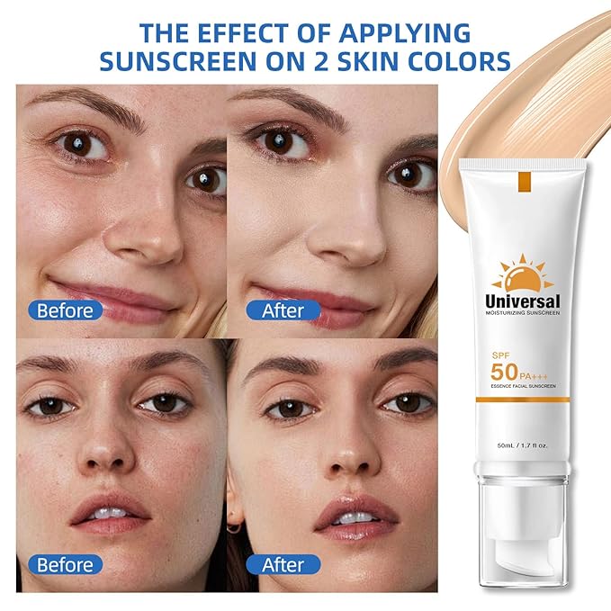Tinted Sunscreen For Face,Against UVA and UVB Rays, No White Cast,Hydrating Sun Essence Face Sunscreen, 50ml