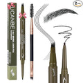 UCANBE Eyebrow Pencils for Women with Spoolie Brush, Dual-Ended Eyebrow Pen with 4-Fork-Tip & Gel Eyeliner, Microblading Brow Pen with Eyeliner Pencil + Brow Brush for Hair Like Brows, Soft Black