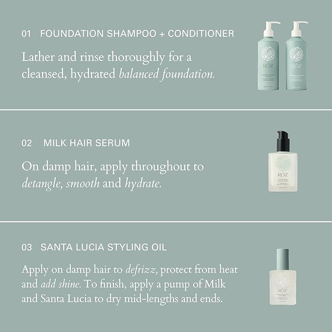 RŌZ Foundation Shampoo and Conditioner Set Duo - Sulfate-Free Hydrating Shampoo and Conditioner for Women & Men - All Hair Types | Vegan, Color-Safe, Silicone & Paraben-Free | 10.1 oz Each