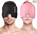 ONLYCARE Migraine Relief Cap,Soothing Migraine Mask,Upgraded Odorless Gel Ice Head Wrap, Hot and Cold Therapy, Headache Ice Pack for Tension and Stress(Black & Pink, 2 Count)
