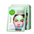 Collagen Face Mask, Hydrating Face Mask 3-Color Sheet Mask with Ceramide and Hyaluronic Acid, Deep Moisturizing & Plumping Facial Mask, Triple Effect 5PCS, Gentle & Nourishing for All Skin Types