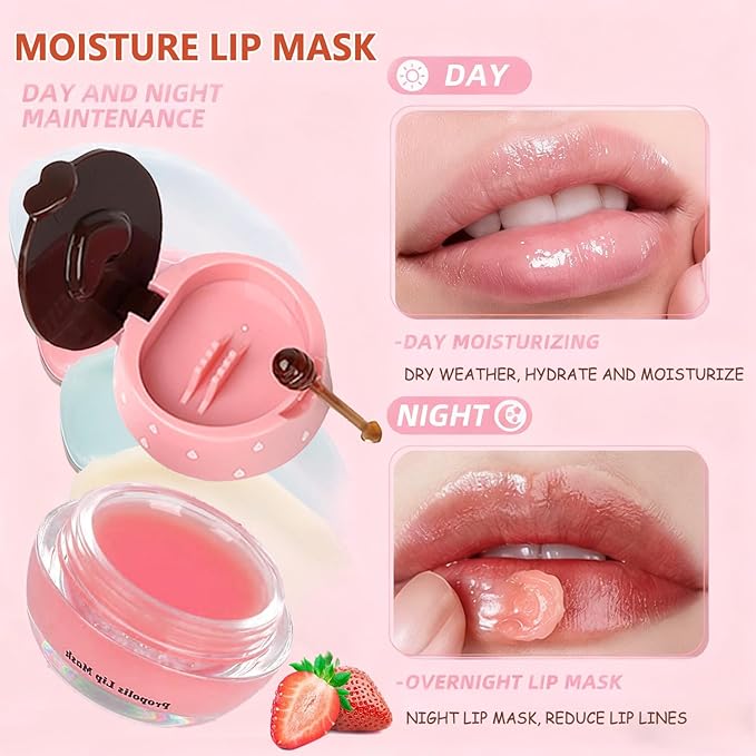 10 PCS Bee Lip Balm Honey Pot, Honey Lip Mask Bulk, Moisturizing Lip Sleeping Mask Hydrating Prevention Dry & Cracked Lip, Reduce Lip Lines and Wrinkles, Mothers Day Gifts，Bulk Gifts