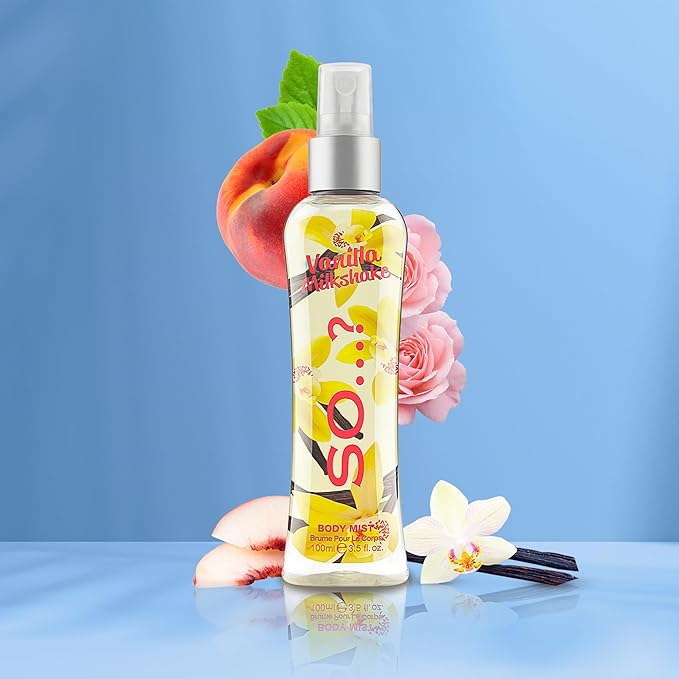 Vanilla Milkshake Body Mist by So...? - Vanilla Perfume with Peach, Plum, Rose Notes - Ideal Gifts for Women - Long-Lasting Perfume for Women - 3.5 oz