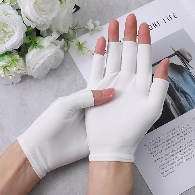 4 Pairs White Fingerless Gloves, Moisturizing Night Gloves for Dry Hands, Eczema Treatment Sleeping Gloves, Overnight Hydration Spa Hand Care