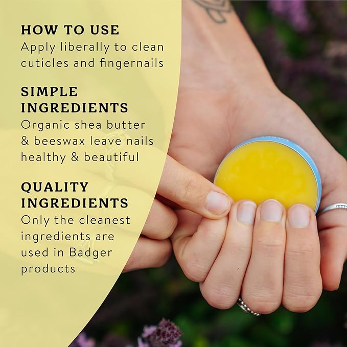 Badger Cuticle Cream, Deep Hydration for Dry, Cracked Cuticles & Hangnails, 100% Organic Cuticle Balm with Rich Shea Butter for Strong, Healthy Nails, Non-Greasy Cuticle Oil, .75oz Tin, 3-Pack
