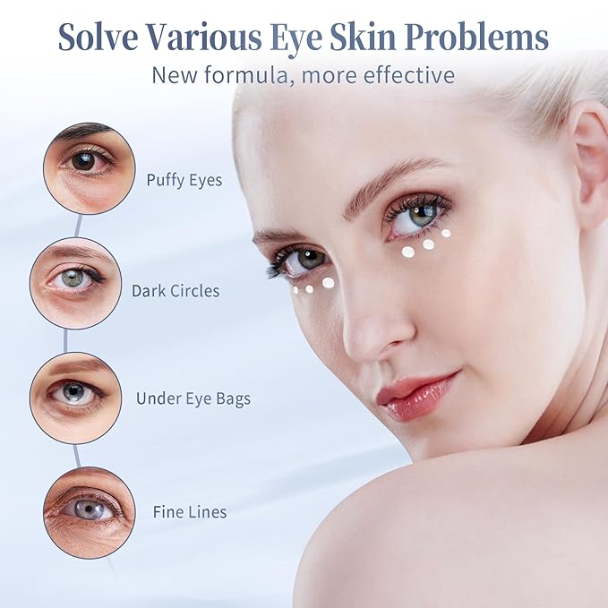Retinol Under Eye Cream - Anti Aging Eye Cream for Dark Circles, Puffiness, Wrinkles, Reduces Eye Bags, Fine Lines & Crow’s Feet for Women & Men, 0.7 Fl Oz