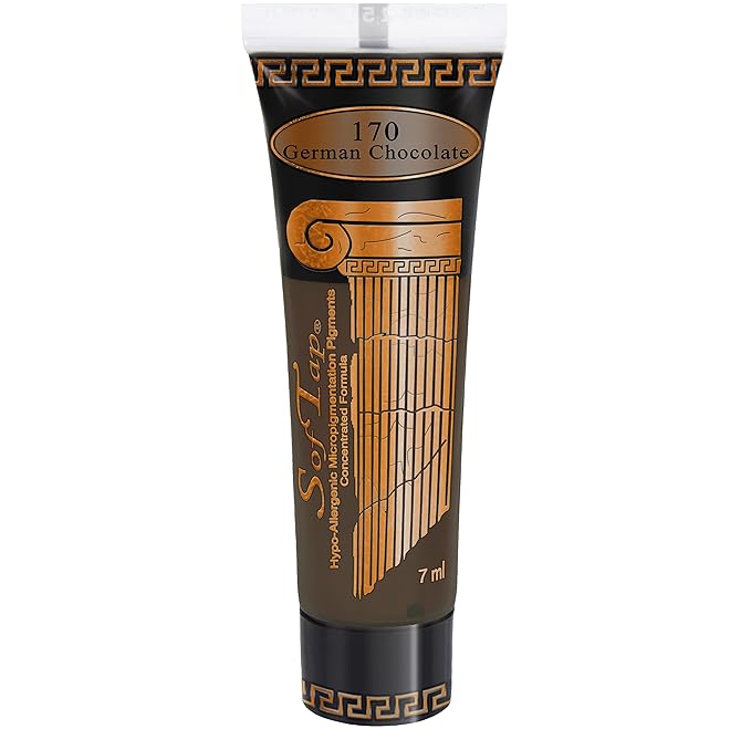 Microblading Ink for Eyebrows by SofTap® | German Chocolate – Rich Dark Warm Brown PMU Pigment for Nano Brows, Machine & Hand Method | Carbon-Free Inorganic Permanent Makeup Ink