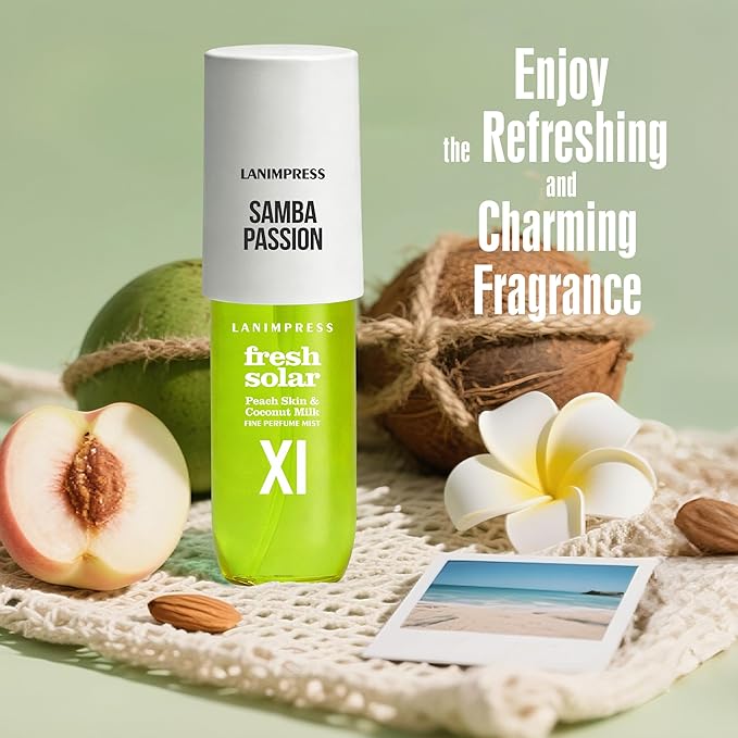 3 fl oz Hair Mist and Body Spray, Eau De Parfum for Women,Travel Size Fragrance, Creamy Gourmand Perfume No.11, Sweet Fruity Smell– Notes of Peach Skin, Coconut Milk, Frangipani Petals
