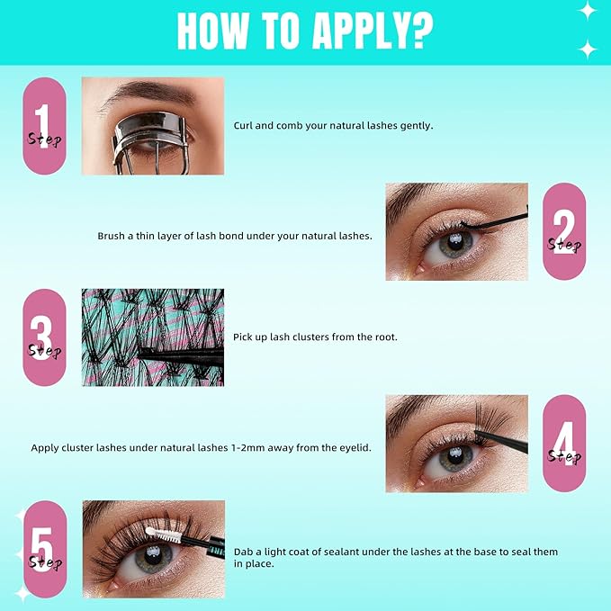 Lash Clusters 320Pcs 40 50D Eyelashes Cluster D Curl Individual Wispy Lashes Cluster for DIY Cluster Eyelash Extensions at Home for Beginners (16mm)