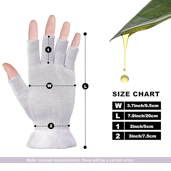 MIG4U 3 Pairs Fingerless Moisturizing Gloves, Half Finger Touchscreen Beauty Glove for Eczema, SPA, Dry Hands, Skin Treatment, Summer Sun UV Protection, Pale Purple, L/XL