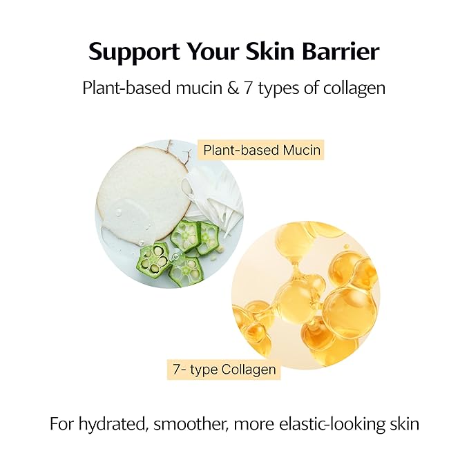 Mucin Collagen Peptide Hydrogel Mask (Plant Mucin & 7-Collagen Complex) – Hydrating & Firming Facial Sheet, 5 Pack – Korean Skincare Glow Essentials