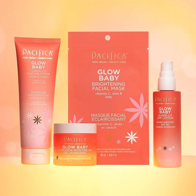 Pacifica Glow Baby Hydrodew Gel Moisturizer – Vitamin C & Niacinamide Dewy Face Gel for Glowing Skin, Lightweight Oil-Free Daily Moisturizer for Brightening & Hydration, Vegan & Clean Beauty Formula