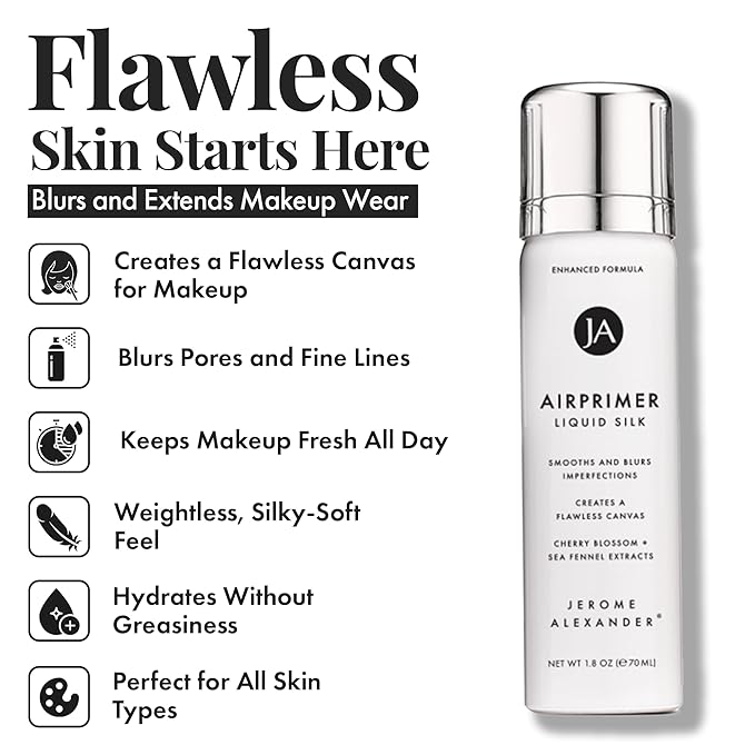 MagicMinerals LiquidSilk Air Primer by Jerome Alexander, Spray Formula Smoothes Skin & Minimizes Appearance of Pores for Flawless Makeup Application