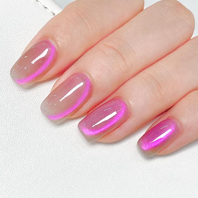 MAYCHAO 15ML Purple Tears Cat Eye Gel Nail Polish 1Pc Aurora Purple Cat Eye Gel Polish Soak off Holographic Magnetic Nail Polish for Nail Art Manicure Salon DIY at Home, 0.5 OZ