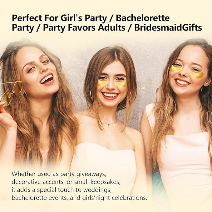 Adofect Under Eye Patches 30 Pairs, 24K Gold Under Eye Mask with Hyaluronic Acid for Dark Circles and Puffy Eyes, Bachelorette Party Accessories, Bridesmaid Gifts, Daily Skin Care