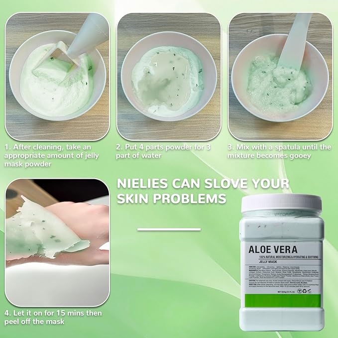 Collagen Jelly Mask – Jelly Mask for Facials & Vajacial, Mascarilla Hidroplástica Facial,Esthetician Supplies for All Skin Types (Aloe Vera)