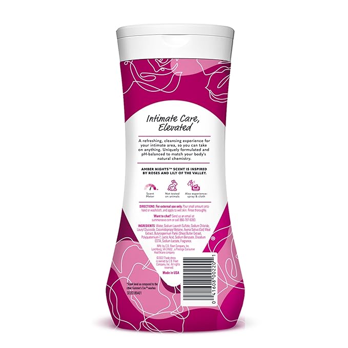 Summer's Eve Amber Nights with Oat and Shea Extracts, Daily Refreshing All Over Feminine Body Wash, Removes Odor, Feminine Wash pH Balanced, 15 fl oz (Pack of 2)