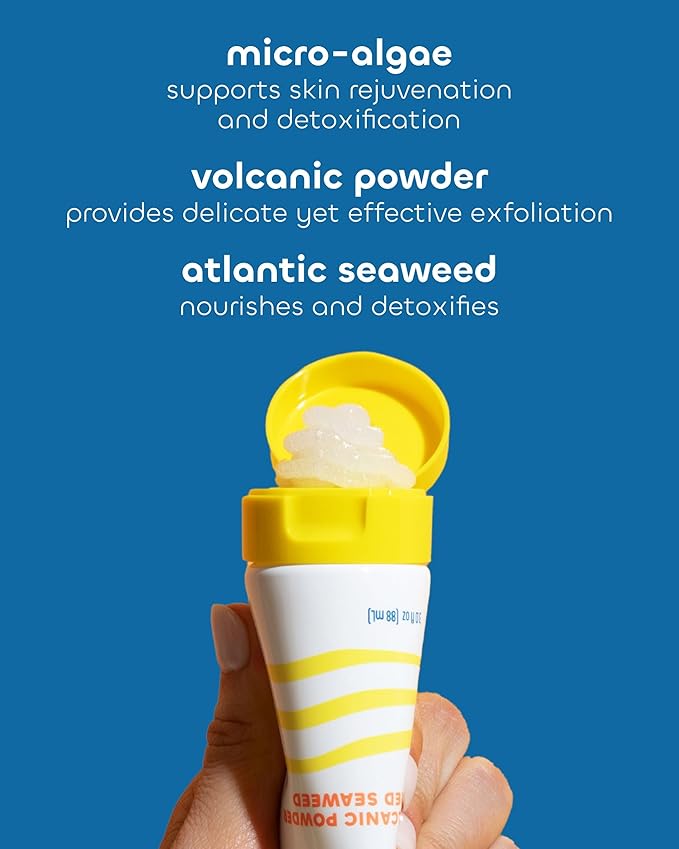 Seaweed Bath Co. Exfoliating Jelly Face Cleanser - Gentle Daily Face Wash and Scrub for Cleansing and Exfoliating Skin - Natural Facial Cleanser with Seaweed and Volcanic Powder for Radiant Glow, 3 oz