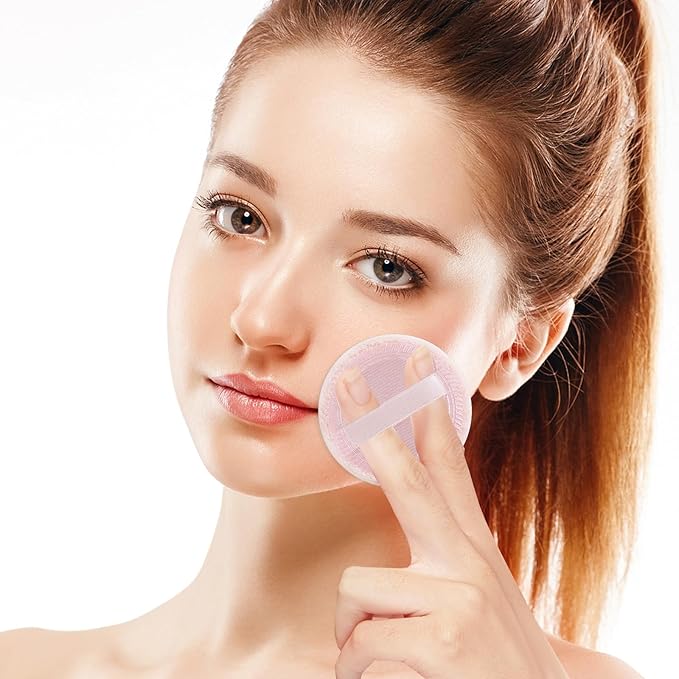 Sibba 12 PCS Blush Loose Powder Make Up Puff Face Setting Body Makeup Soft Velour Sponge Cosmetic Make Up Mini Portable Finger Applicator Holder Small Fluffy Highlighter Facial Cosmetic Cushion
