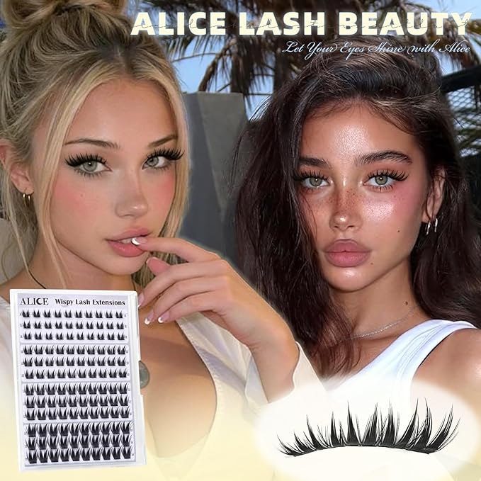ALICE Bunny Lash Clusters Wispy Eyelash Clusters 8-14mm Cluster Eyelash Extensions Manga Lash Extensions Anime Individual Lashes Invisible Band with 2 Spikes