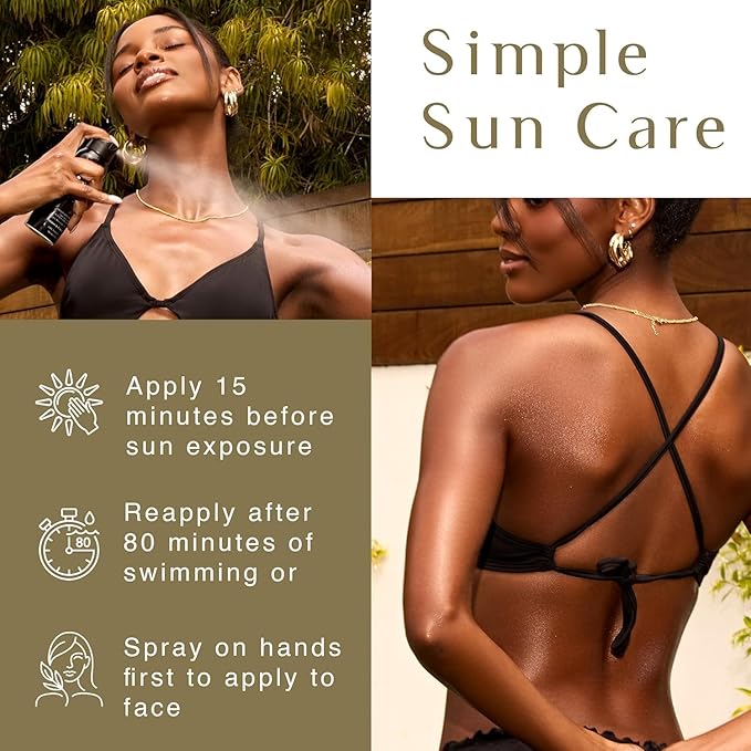Black Girl Sunscreen Make it Glow Sunscreen Spray for Face & Body- SPF 30, Skin Protection for Travel & Beach, Water Resistant for 80 minutes, Ultra Sheer, No White Cast for Melanin Rich Skin- 5 fl oz