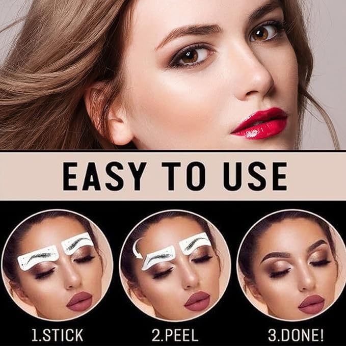 Molain Brow Tattoo Eyebrow Peel Off Temporary Tint Waterproof 4d Realistic Sticker Angled Stencil Removal Practice Drawing Color Sheets Patches Women Girls Makeup(6 PCS Black)