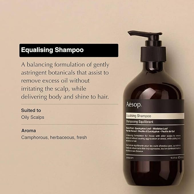 Aesop Equalising Shampoo – Balancing Shampoo for Oily Scalp & Normal Hair | Gentle Clarifying Botanical Formula | Lightweight Daily Hair Cleanser | 16.9 oz / 500 mL